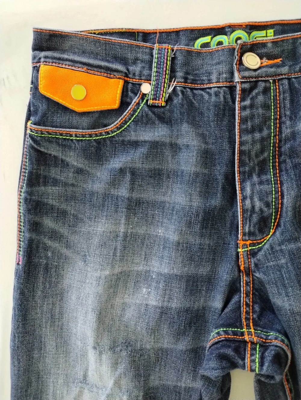 Coogi Men's Pants Y2K Spellout Denim Distressed Embroidered Size 34x 33 - Picture 13 of 14